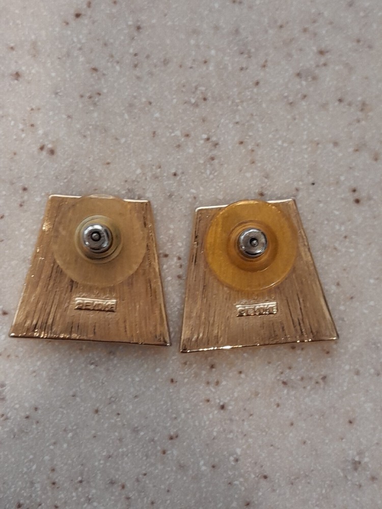 Vintage Evoke Triangle Gold Tone Pierced Earrings SIGNED