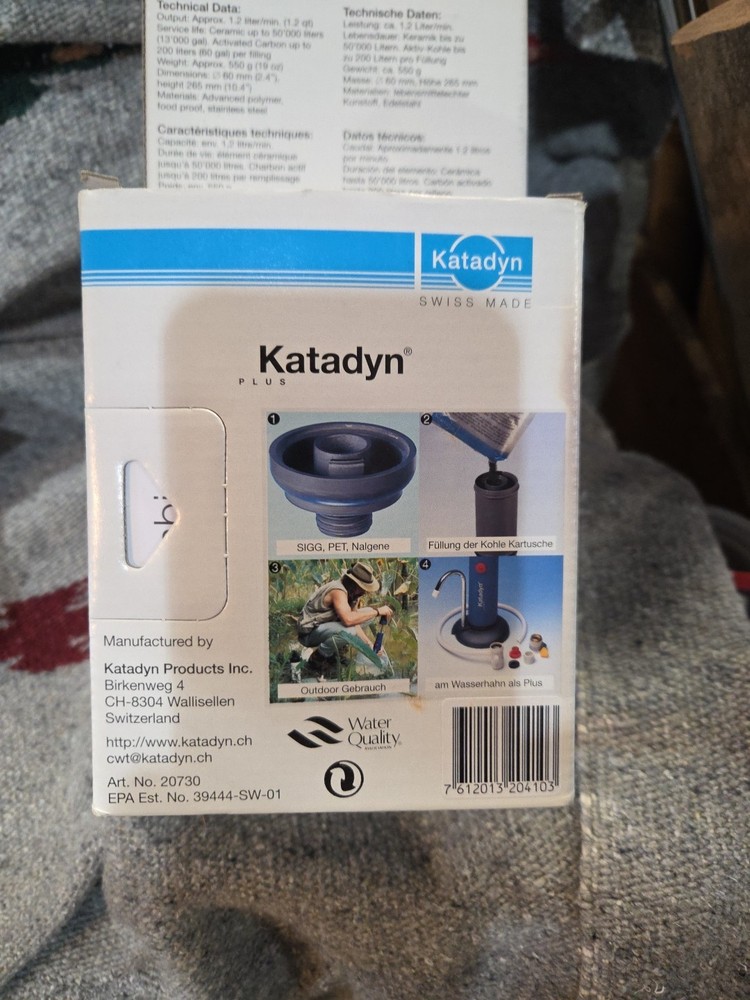 Katadyn Combi water filter Kit with Add-on Countertop Accessory Open Box.
