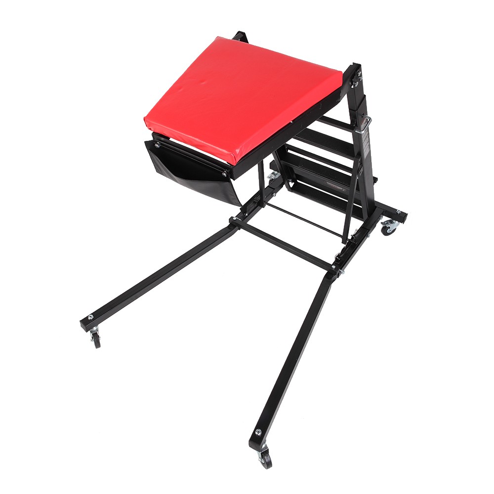 Folding Rolling Creeper Seat, Adjustable Workshop Mechanic Stool for Garage
