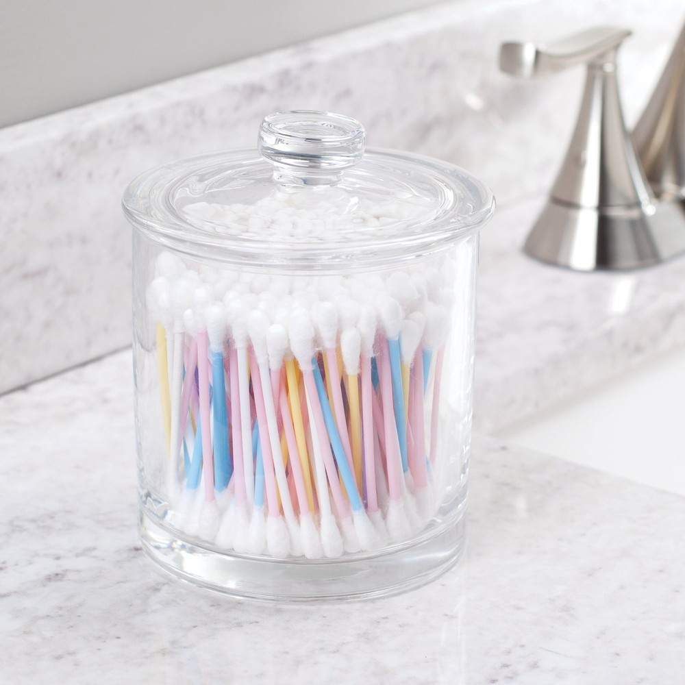 Clear Small Glass Apothecary Jar - Functional Vanity Storage Decor