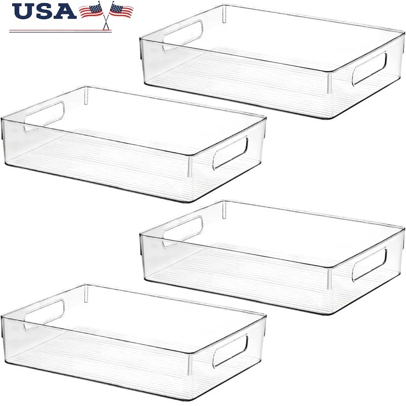 Clear Plastic Storage Bins Stackable Organizers Home Storage Heavy Duty New