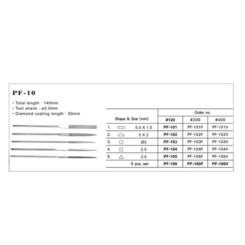 3/4mm Dia Second Cut Round/Flat/Triangular Diamond Needle File 120/400/600 Grit