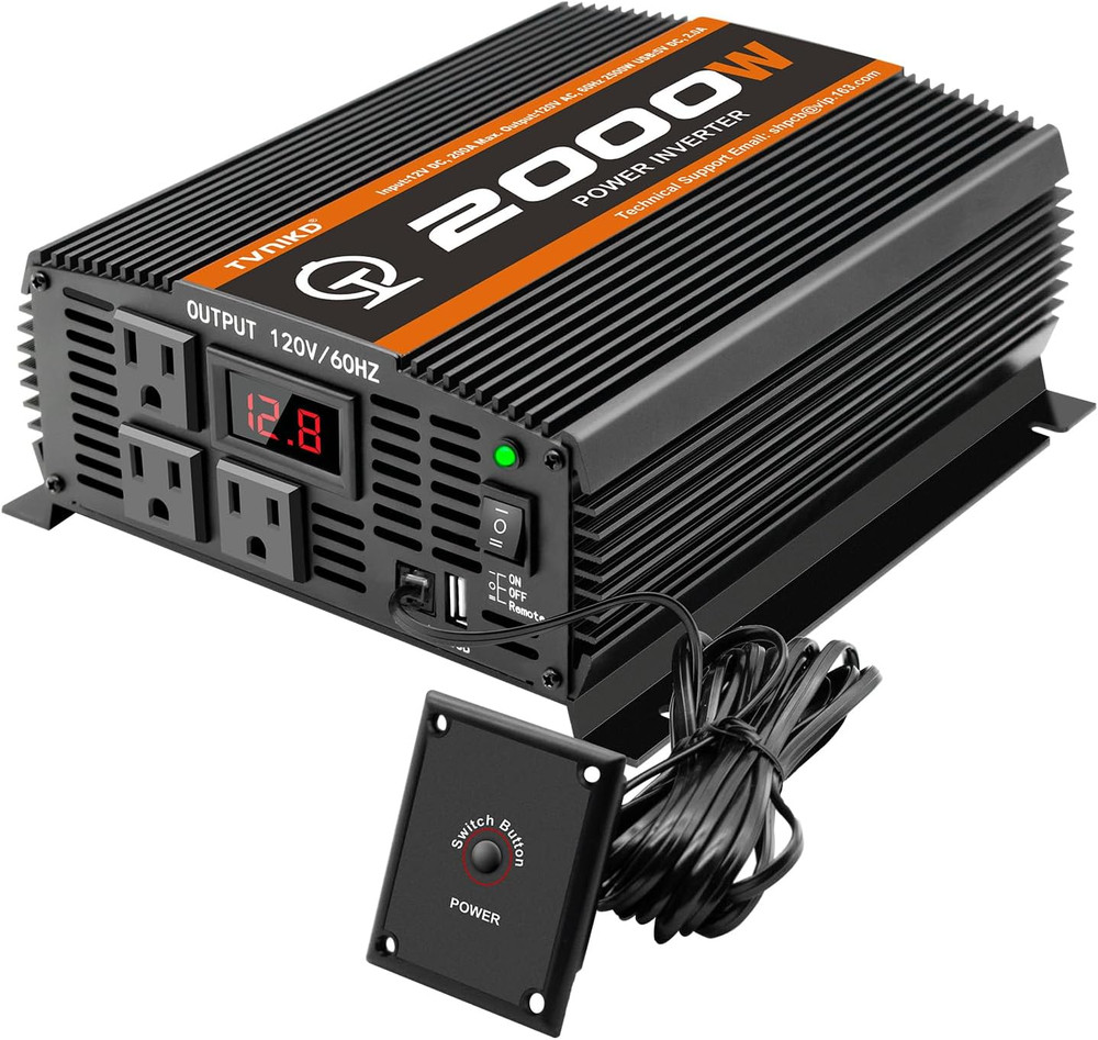 2000 Watt Car Power Inverter 12V to 110V/120V Inverter for Car Truck Semi Truck