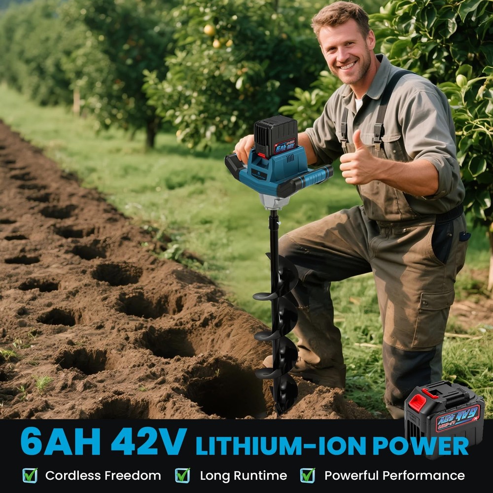 1200W Electric Post Hole Digger Cordless Earth Auger with Reverse Function 6”...