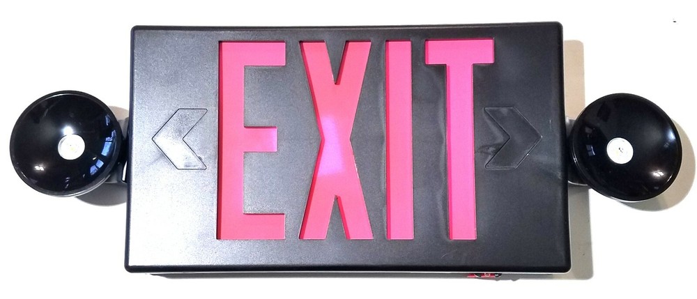 Sure Lites LPXC25BKSD LED Emergency Light Exit Sign Combo Self-Diagnostics Black