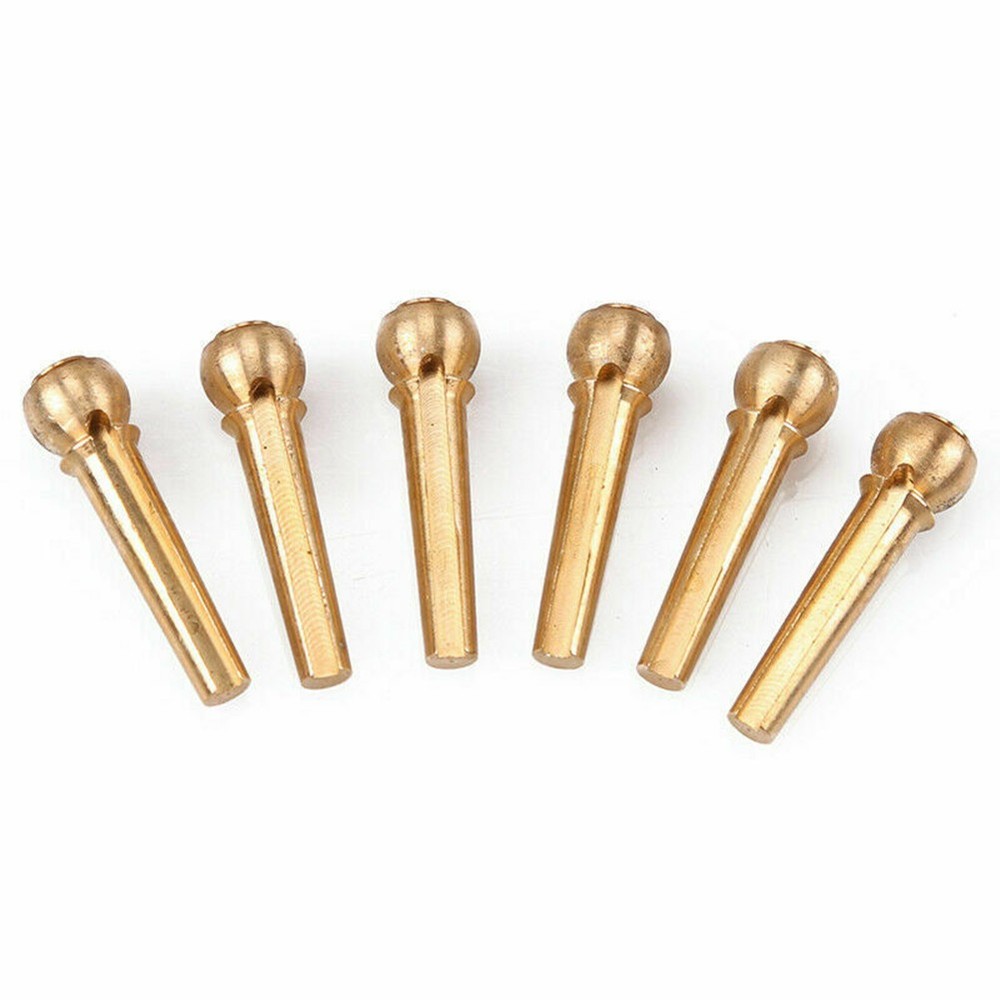 6Pack Acoustic Guitar Brass Bridge Fixed Pins Cone String Dot Solid String Nails