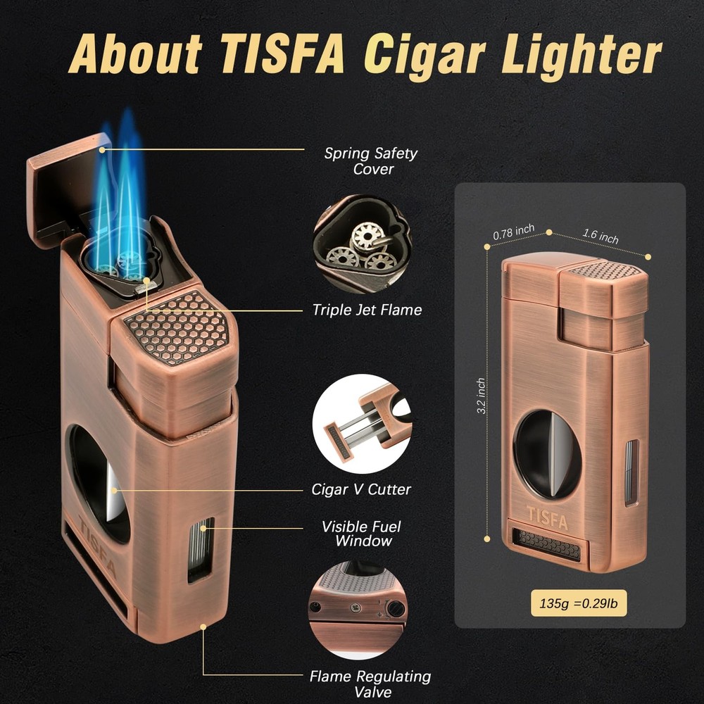 TISFA Cigar Humidor, Leather Case with Medium, Dark Brown
