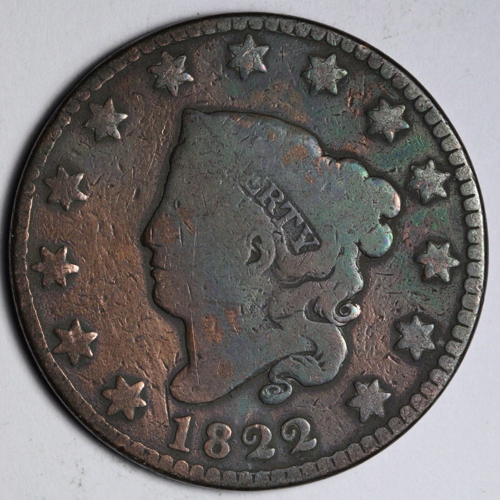 1822 Coronet Head Large Cent VG E107 SCW