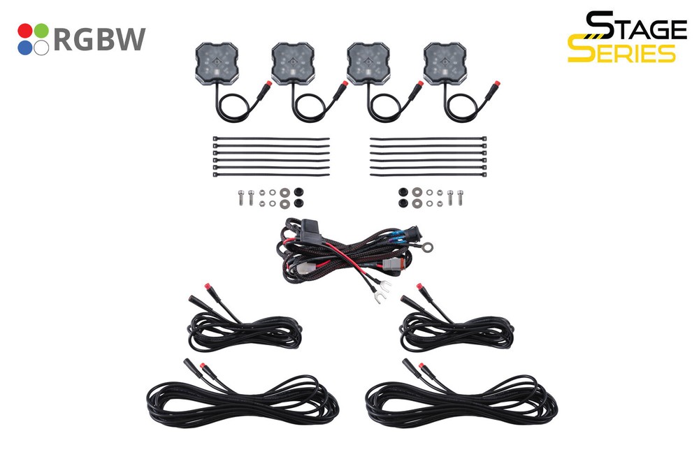 Diode Dynamics RGBW LED Rock Lights (4-Pack) w/Bluetooth Controller Jeep