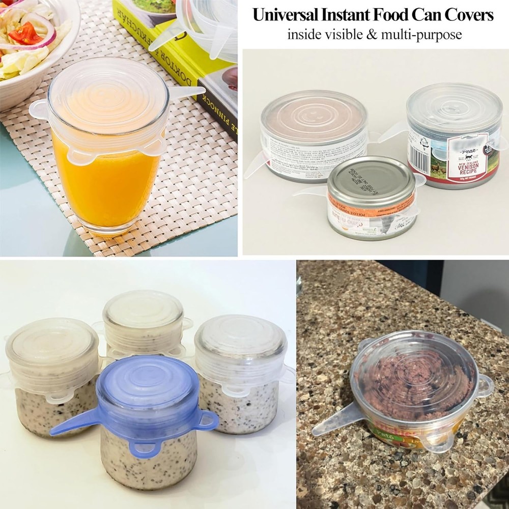 Silicone Can Lids 10 Pack, All 2.6'' Diameter, Reusable Silicone Stretch Lids...