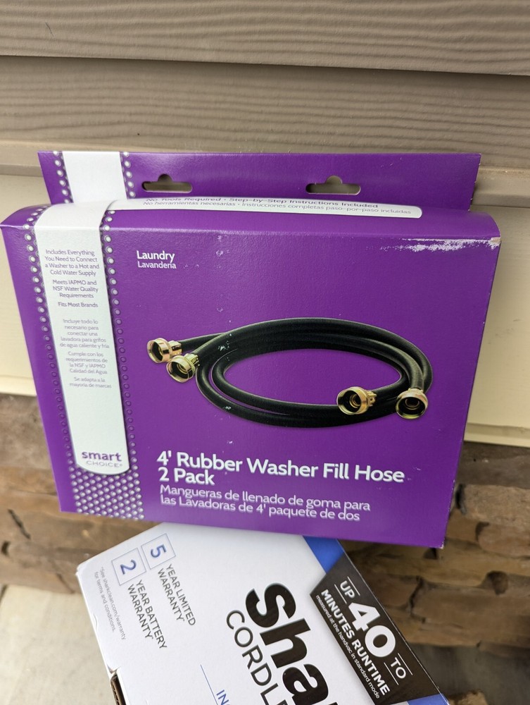 Smart Choice 4' Rubber Washer Fill Hose (2-Pack) - Black