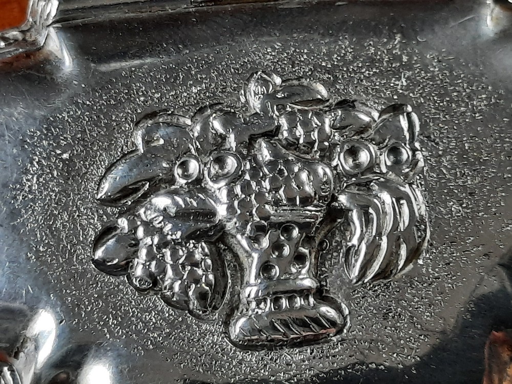 800 Silver Cast German Shell Shaped Trinket or Snuff Box