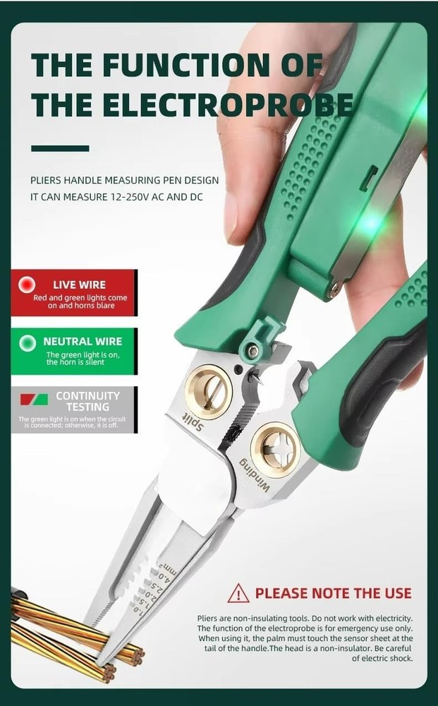 8 In 1 Wire Stripper With Voltage Tester, Multi-Function Electric Wire Stripp...