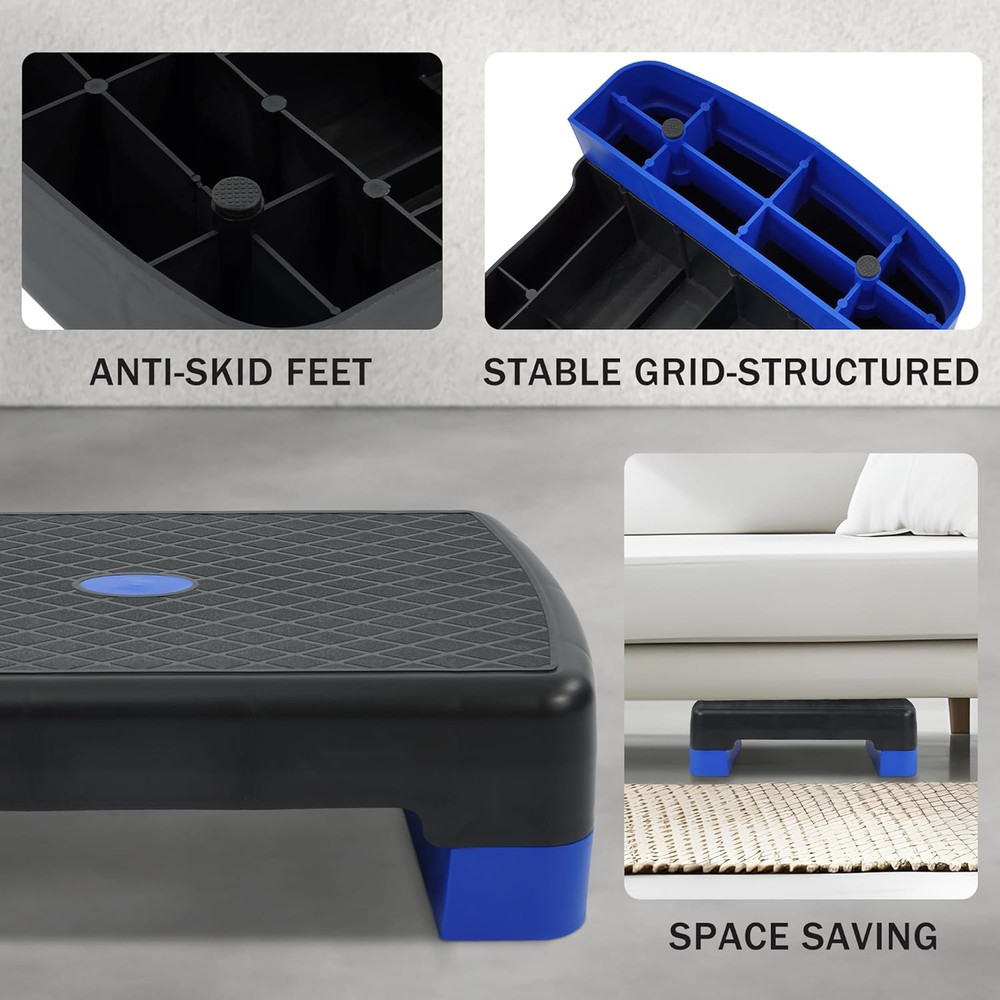 Aerobic Step Platform Trainer with Adjustable 2-Level Risers, 400 Pound Weight C