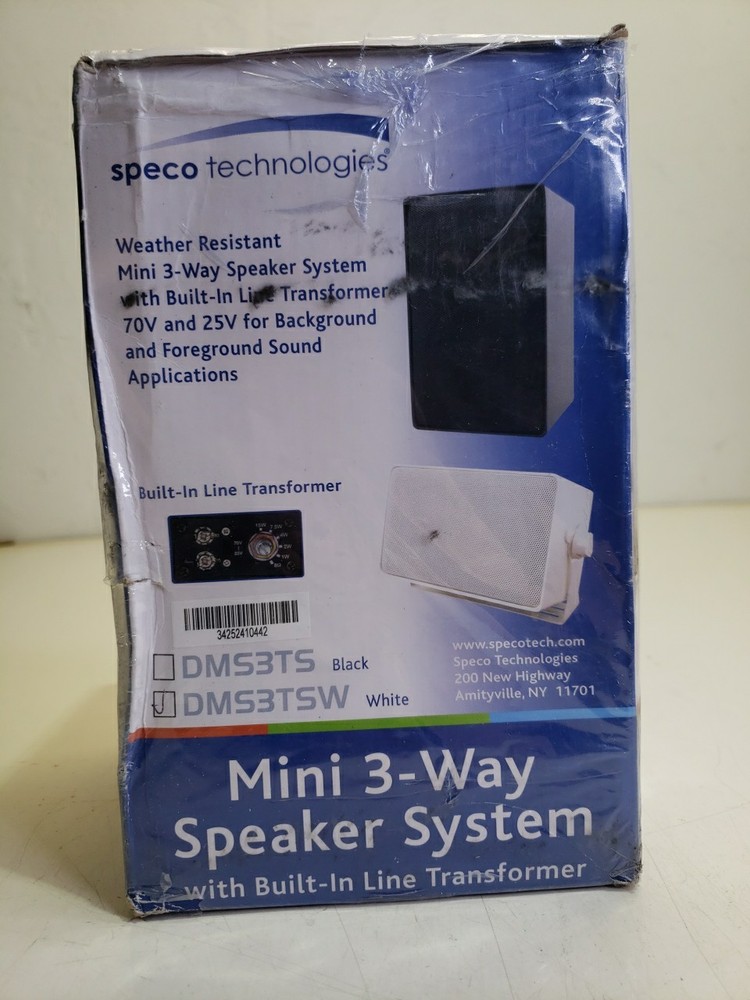 Speco Technologies Mini 3-Way Speaker System DMS3TSW NEW