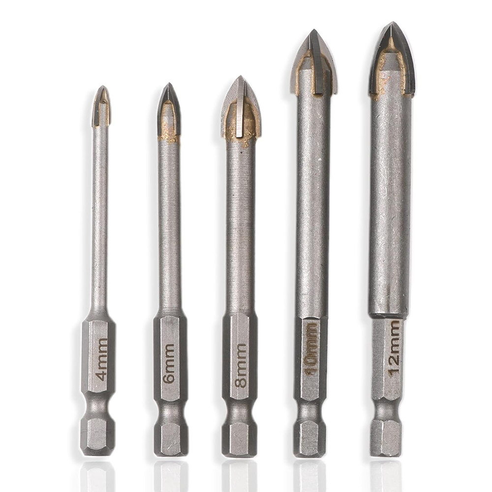 High-Speed Carbide Masonry Drill Bits - 5 Sizes for Versatile Materials