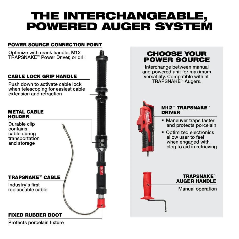 Milwaukee Trapsnake 4' Urinal Auger Bare Tool