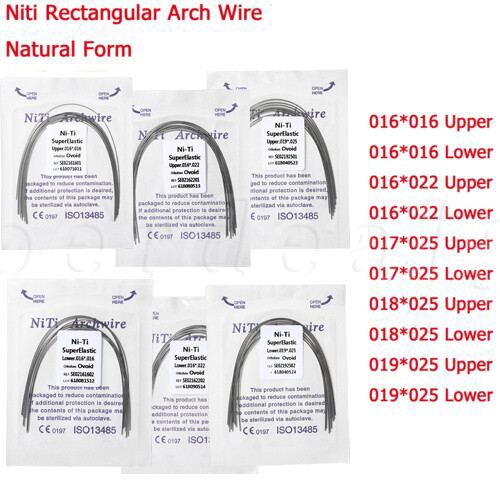 Dental Orthodontic Elastic Niti Arch Wire Rectangular Natural Form full sizes SA
