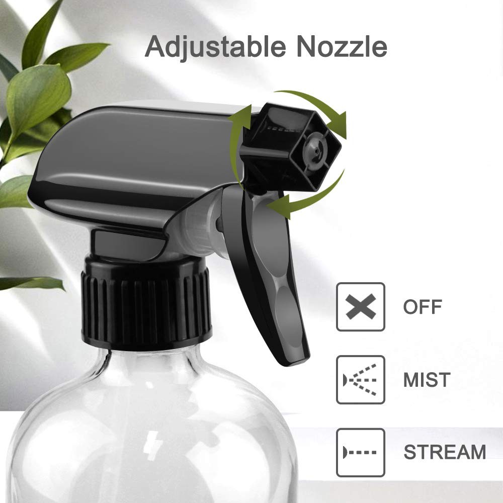 16oz Empty Glass Spray Bottle Refillable Container for Cleaning Solutions
