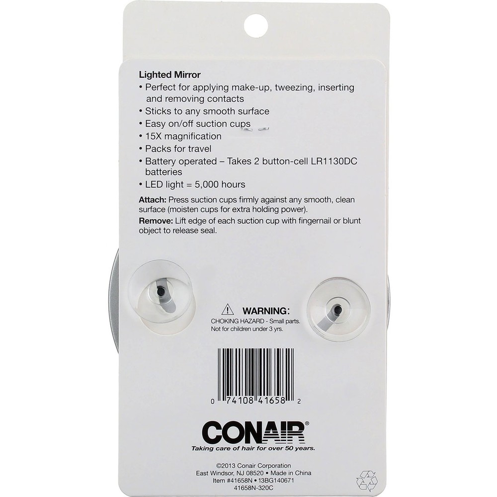 2 Pack Conair 15X Magnification Suction Cup Mirror, 15x Magnification