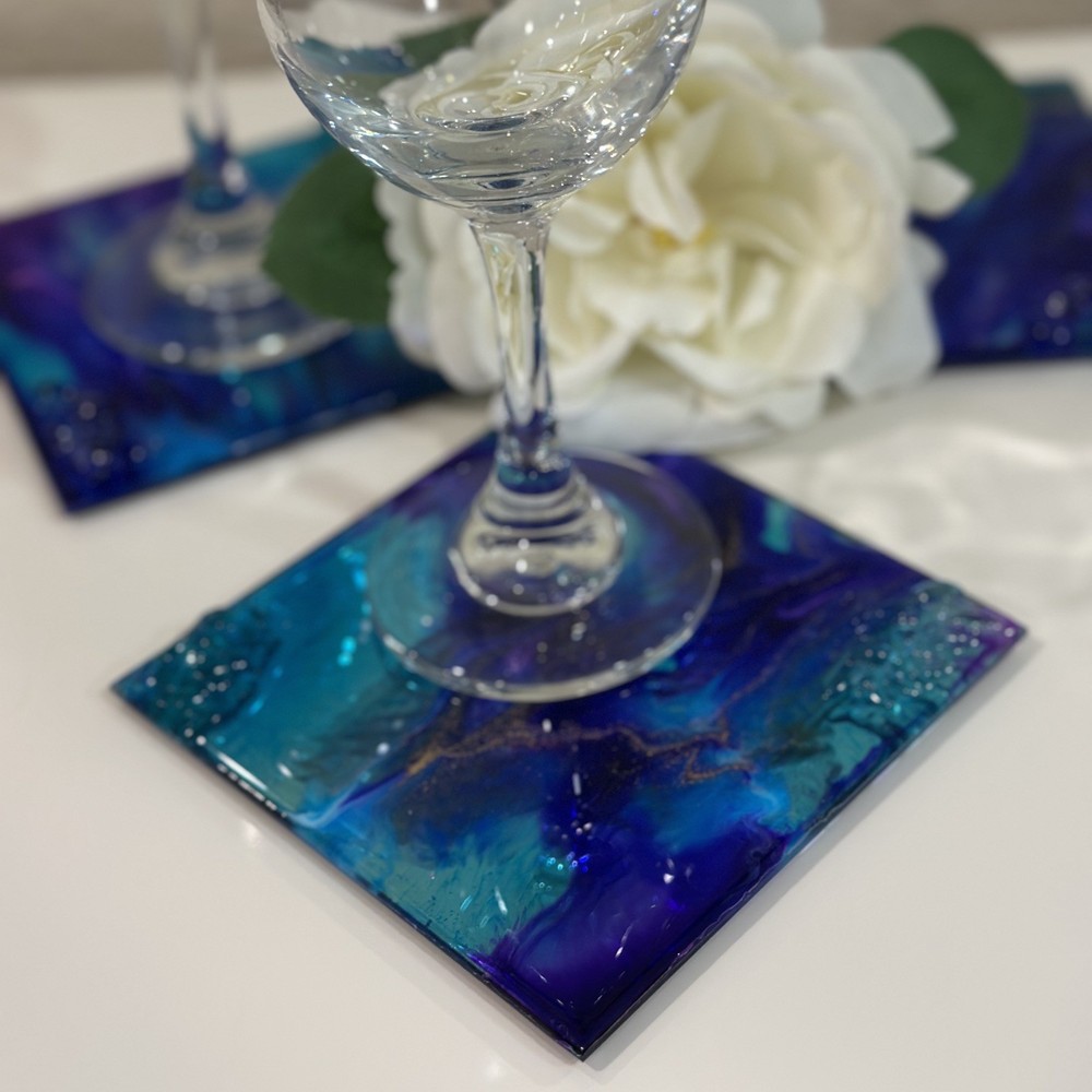 Blue Ocean Resin Coaster Set