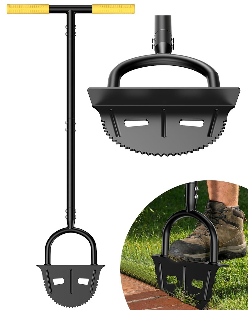 Manual Edger Lawn Tool, 42-Inch Solid Steel Lawn Edger with 30 Sharp Serrated...