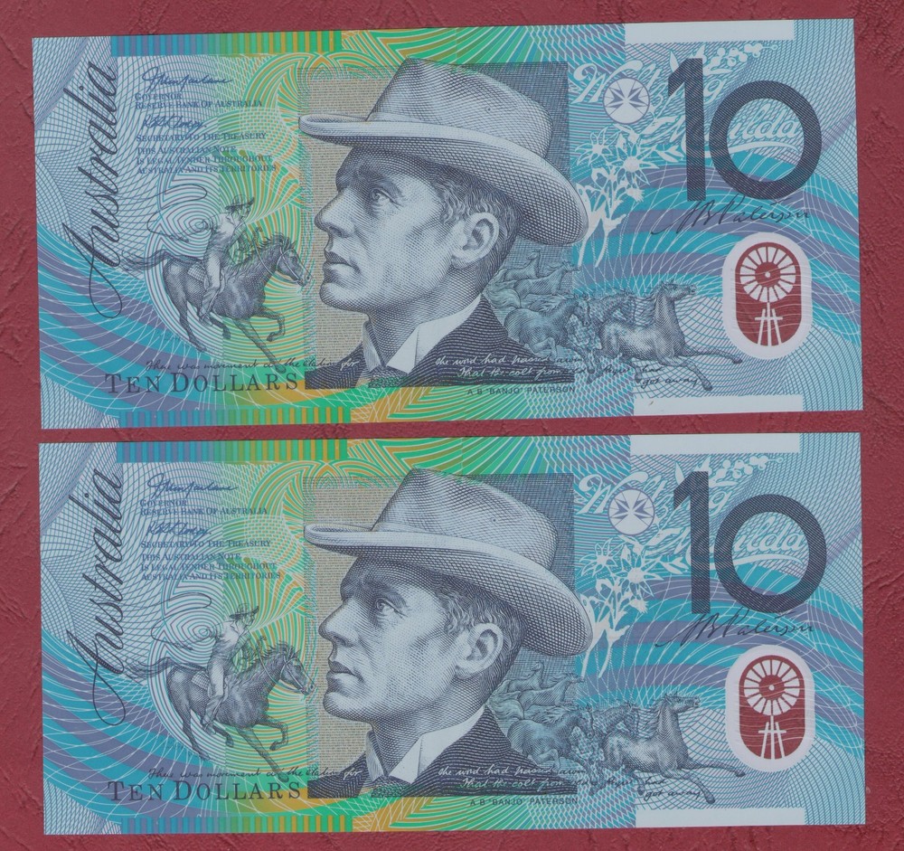 AUSTRALIAN BANKNOTE $10 TEN DOLLARS 2002 FIRST PREFIX UNC