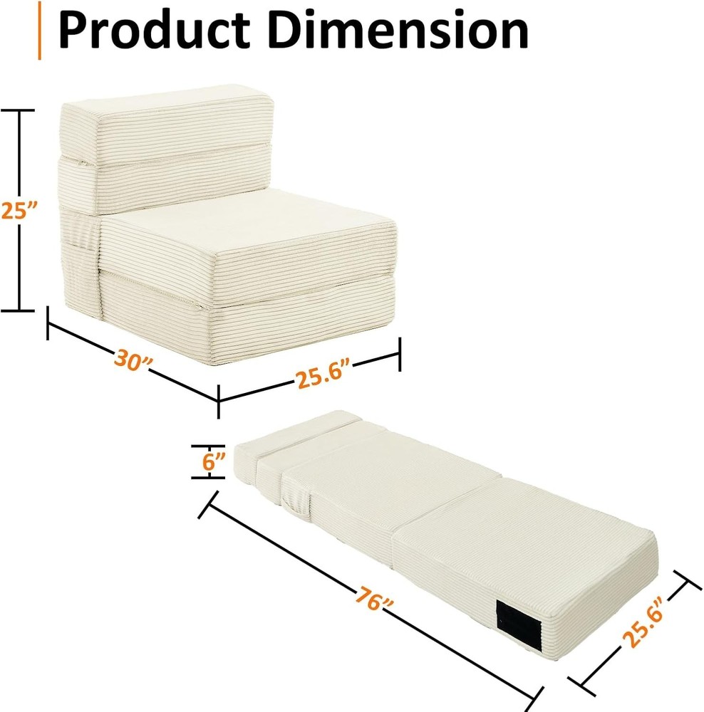 Modern Space-Saving Folding Sofa Bed - Luxury Memory Foam Convertible Couch