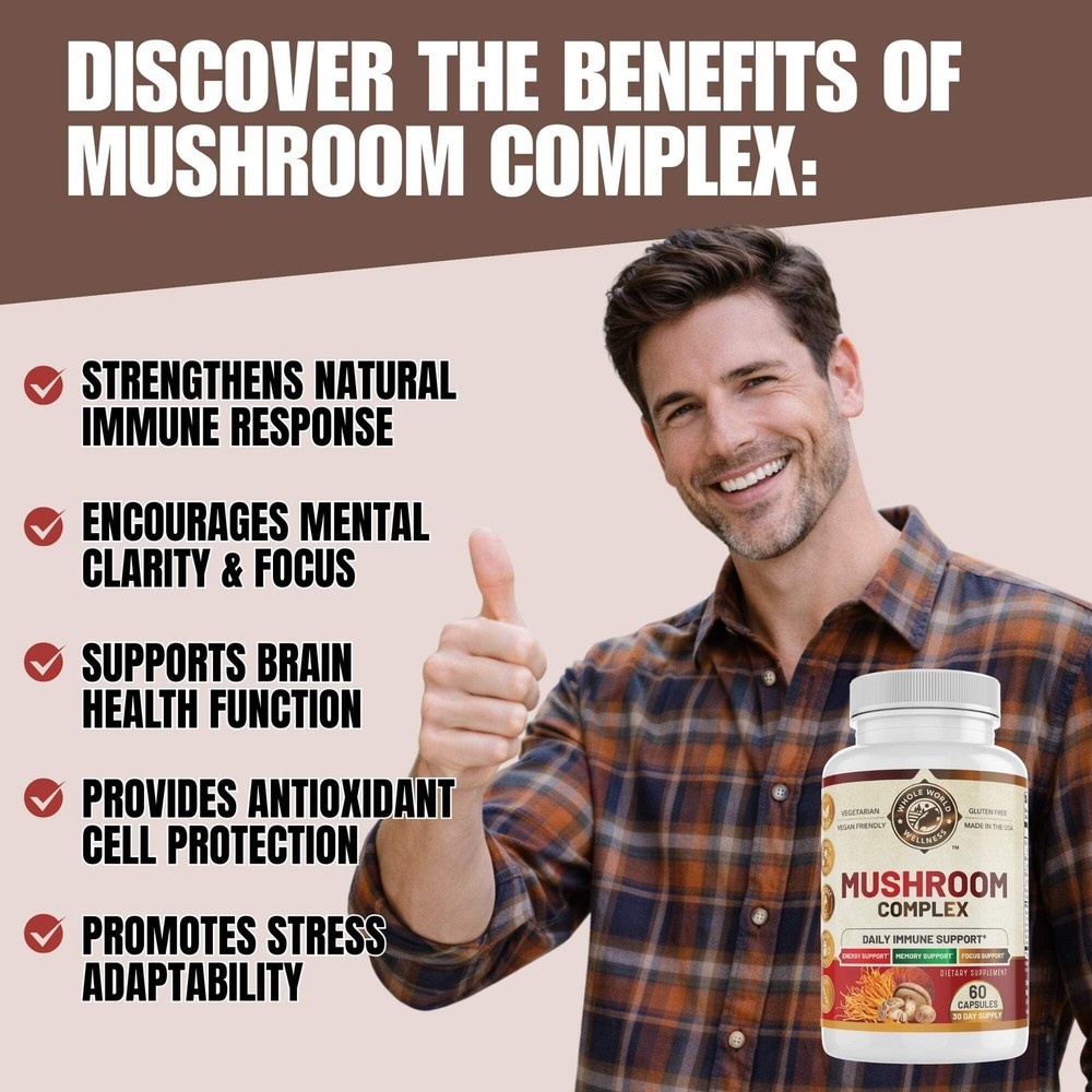 Mushroom Complex Supplement. USA Made.
