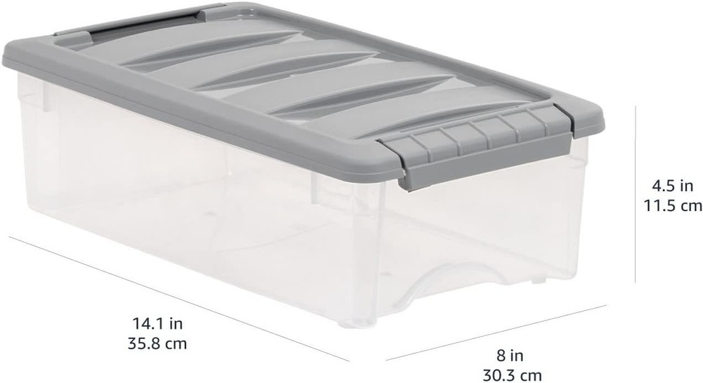 Plastic Storage Containers W/ Secure Latching Lids Stackable Organization Bins