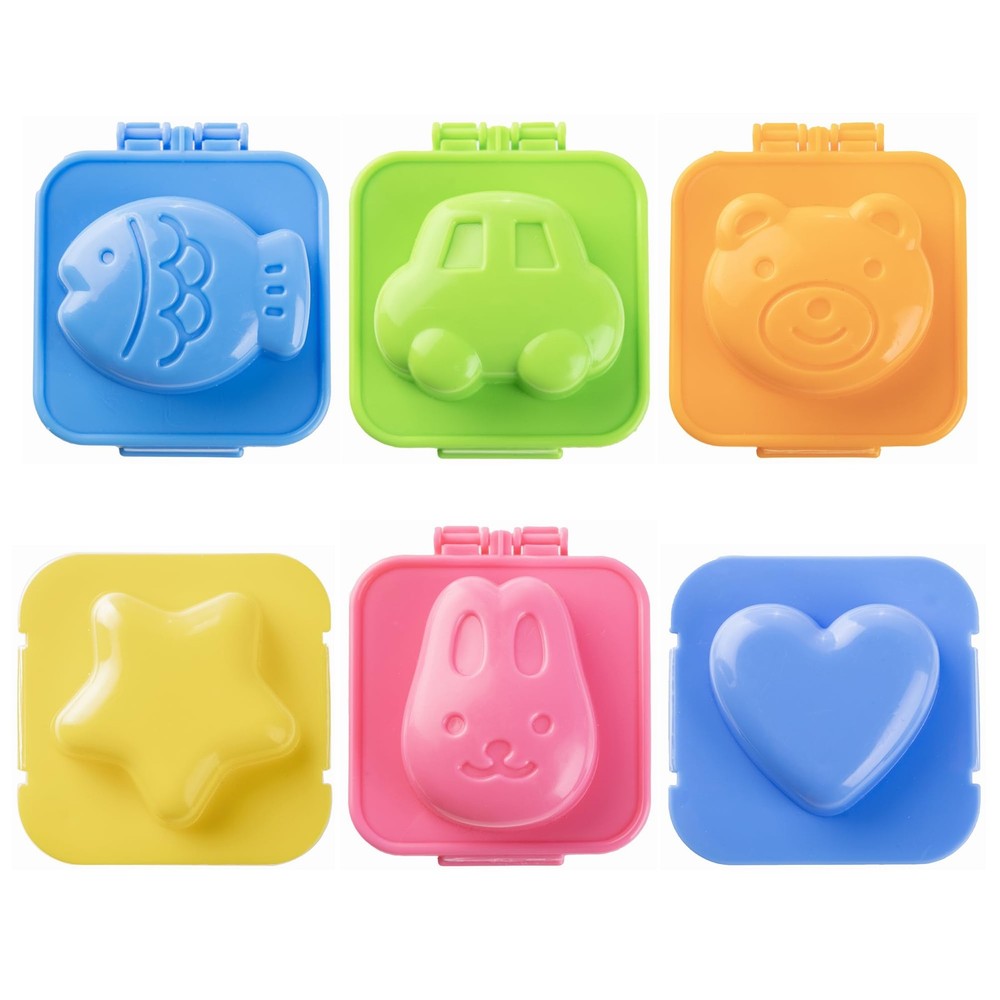6Pcs Egg Rice Mold Hard Boiled Egg Mold Fish Car Heart Shape Onigiri Mold
