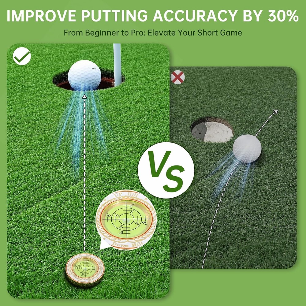 Pro Golf Green Reader，Golf Ball Marker with high-Precision Horizontal gold