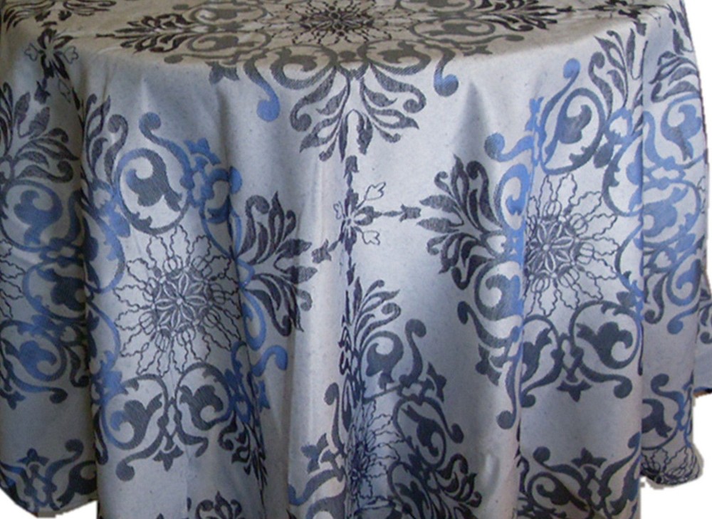 Various Size Elegant Jacquard fabric Tablecloth Polyester Blue Thick Direct2home