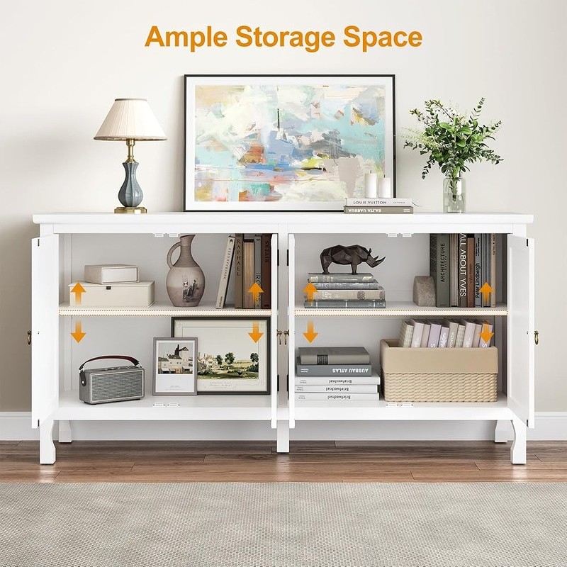 Waterproof Buffet Cabinet Adjustable Storage Butterfly Design Mirrored Sideboard