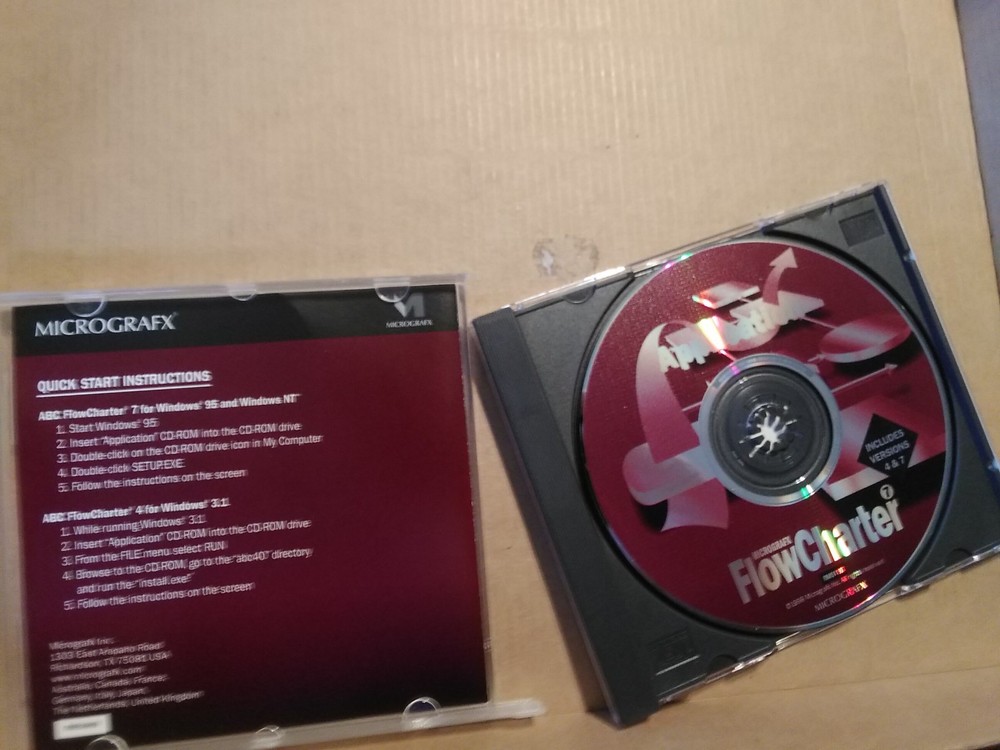Micrografx FlowCharter Business Diagram Creator Program Versions 7 & 4 CD-ROM