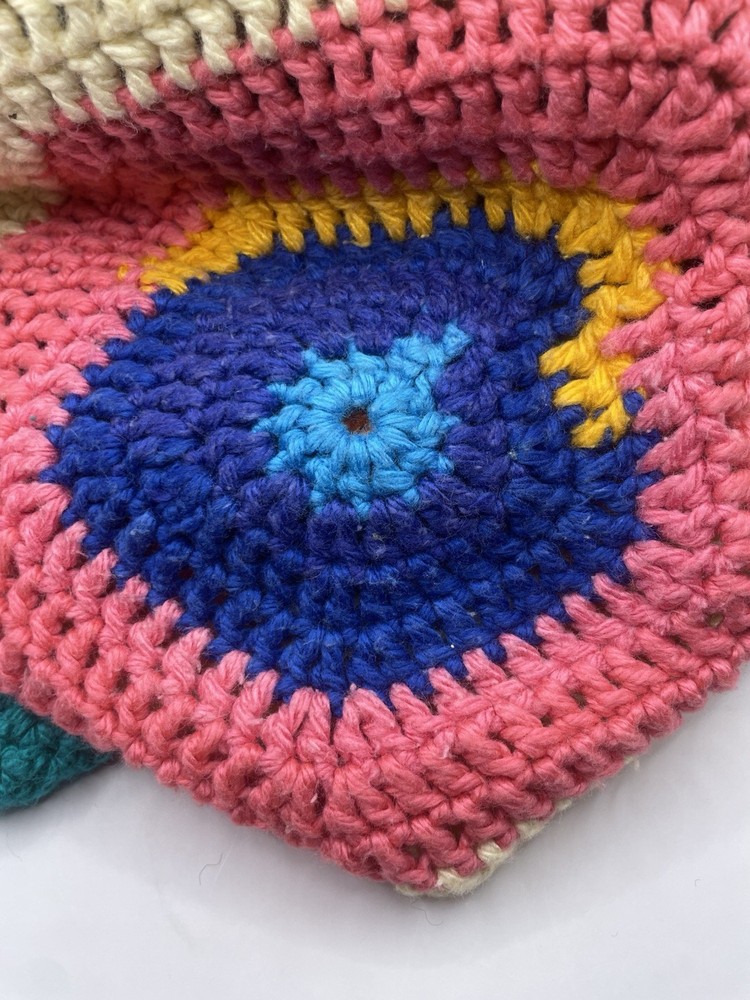 Handmade Pentagon Crocheted Afghan Or Throw In Chevron Pattern