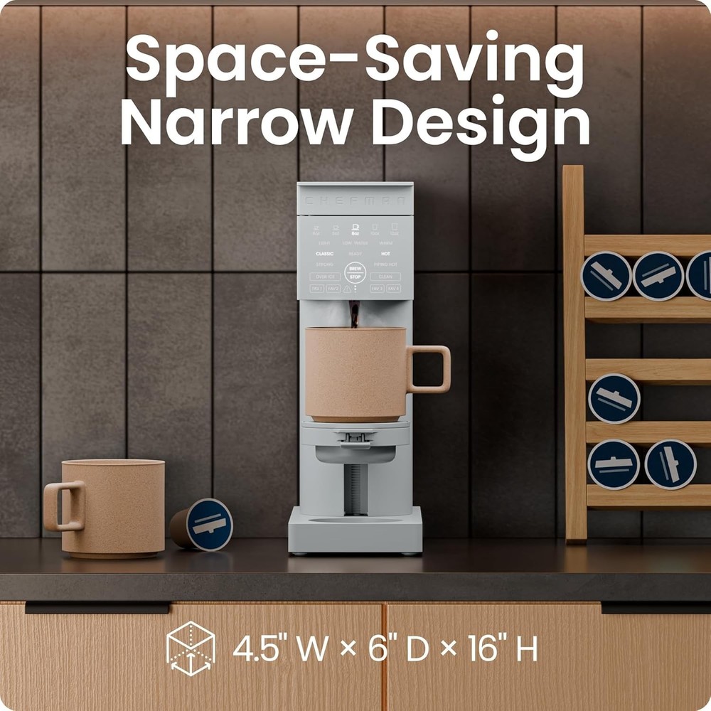 Caffeinator Single Serve Coffee Maker, Brew Kcups & Grounds, Drip Coffee Mach...