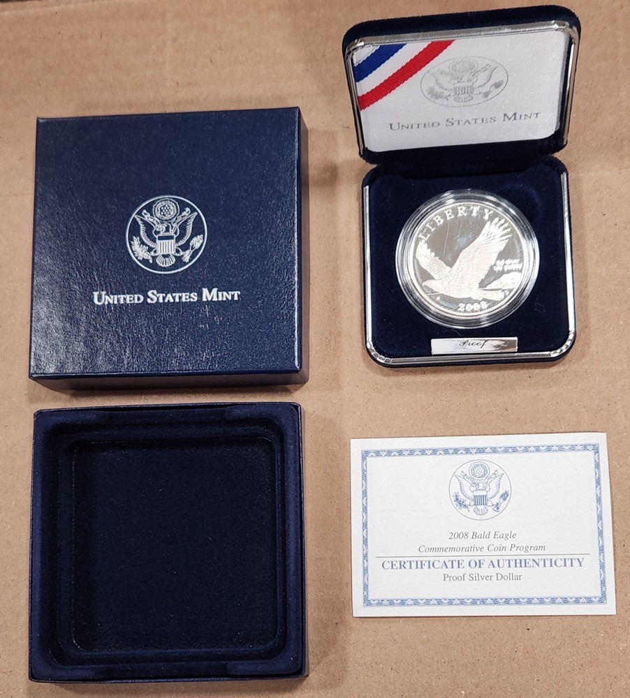 2008-P 🇺🇸 Bald Eagle Commemorative Silver PROOF Dollar 🇺🇸 90% Box OGP & COA