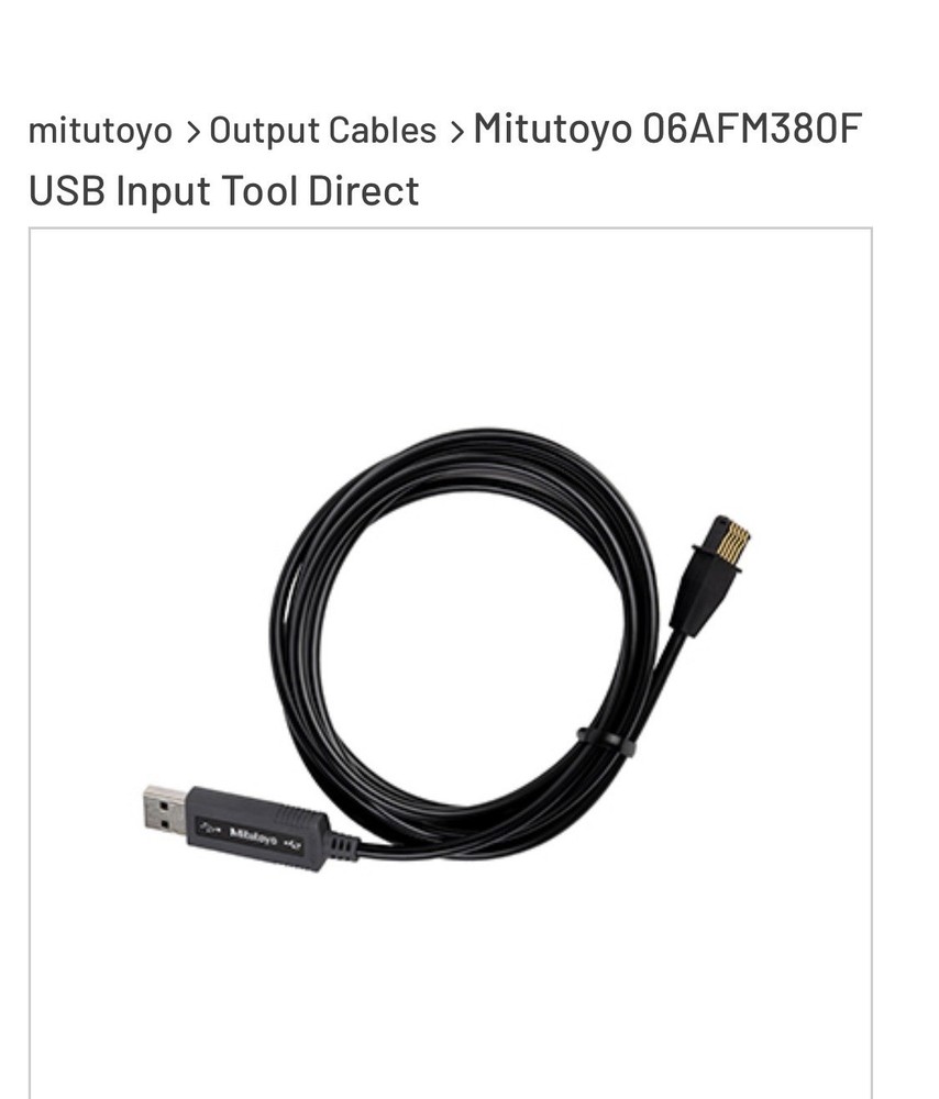 Mitutoyo 06AFM380F USB Input Tool Data Cable