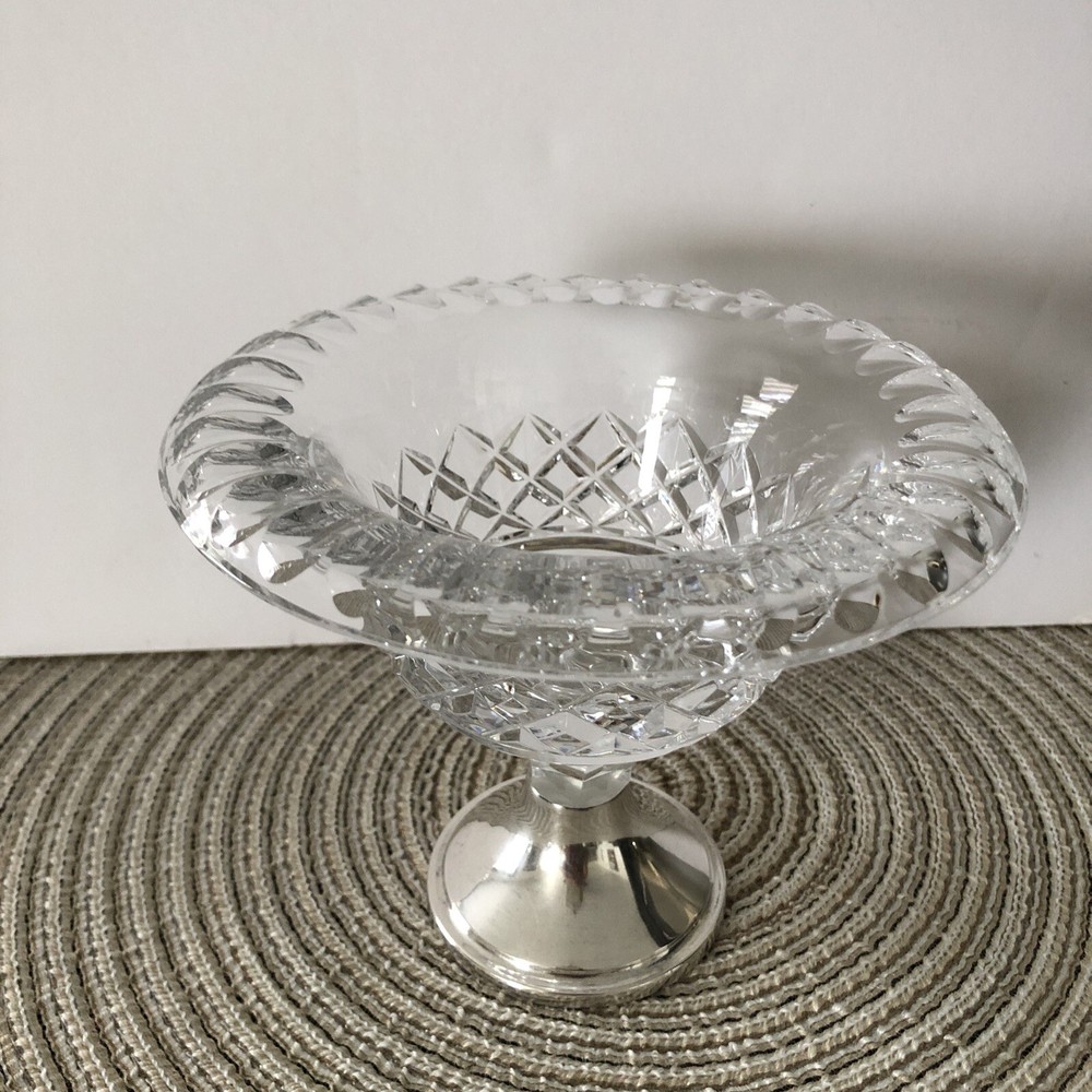 Antique Diamond Cut Crystal Silver Compote Dutch 833 Silver