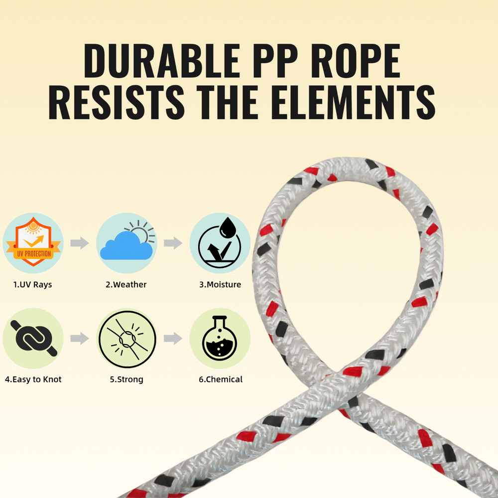 1/2'' 100FT Double Braid Polyester Rope Heavy Duty Utility Line for Boat Docking