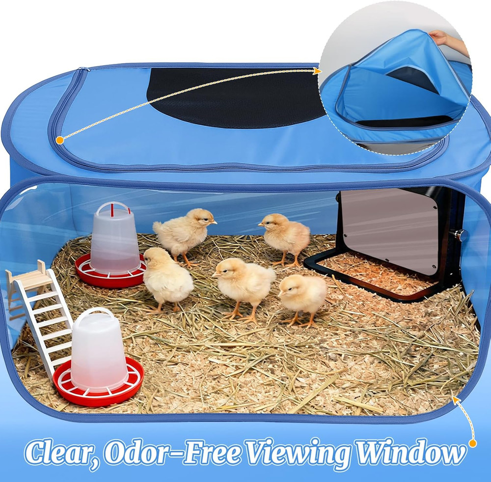 Chicken Brooder Box for Chicks, Pop Up Chick Brooder Kit with Clear Window, Wate
