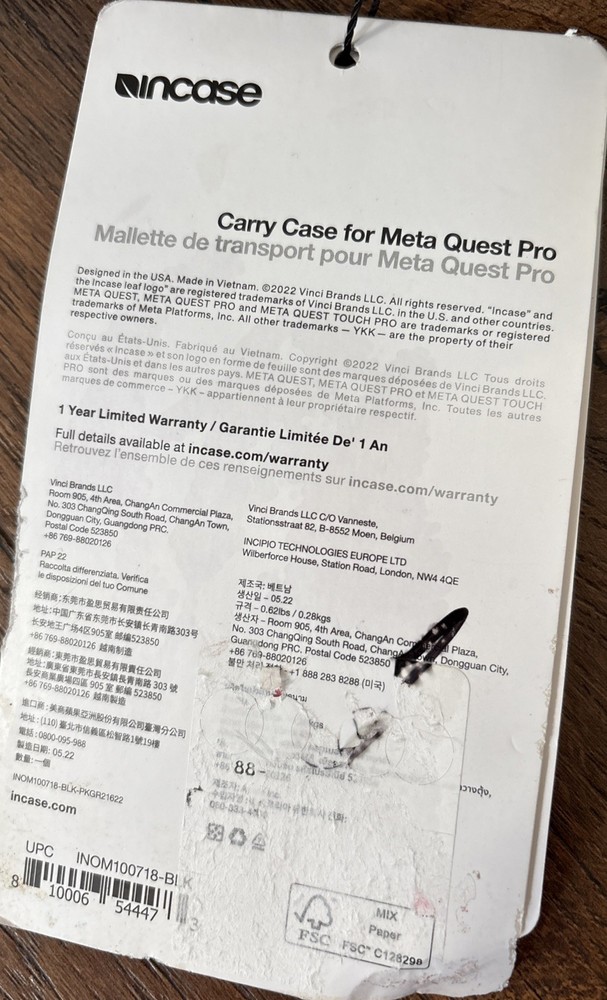 Incase Carry Case For Meta Quest Pro New With Defects