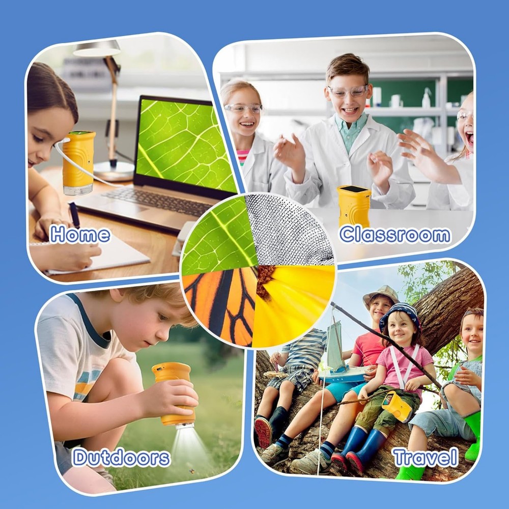 Kids Digital Microscope 1000x Magnification Handheld USB for PC Windows Mac OS