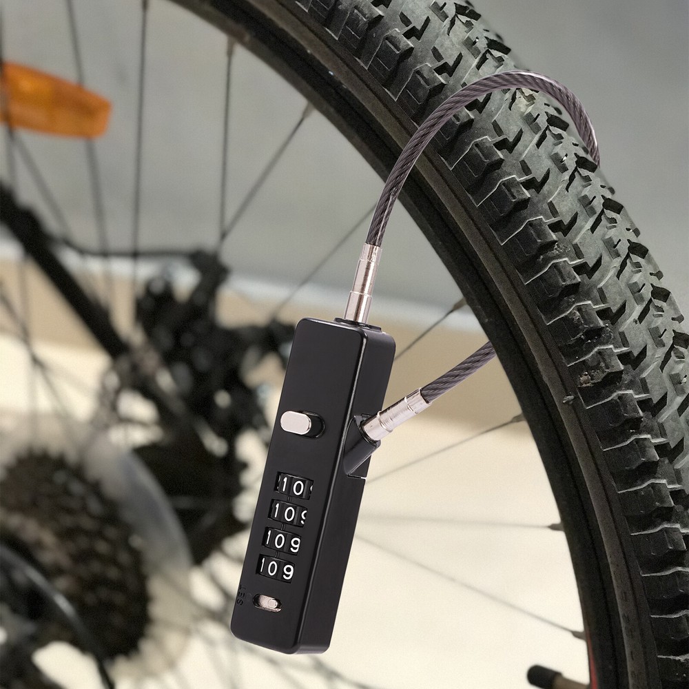 Steel Cable Combination Lock with 4-Digit Code and 3 Lengths of Cables