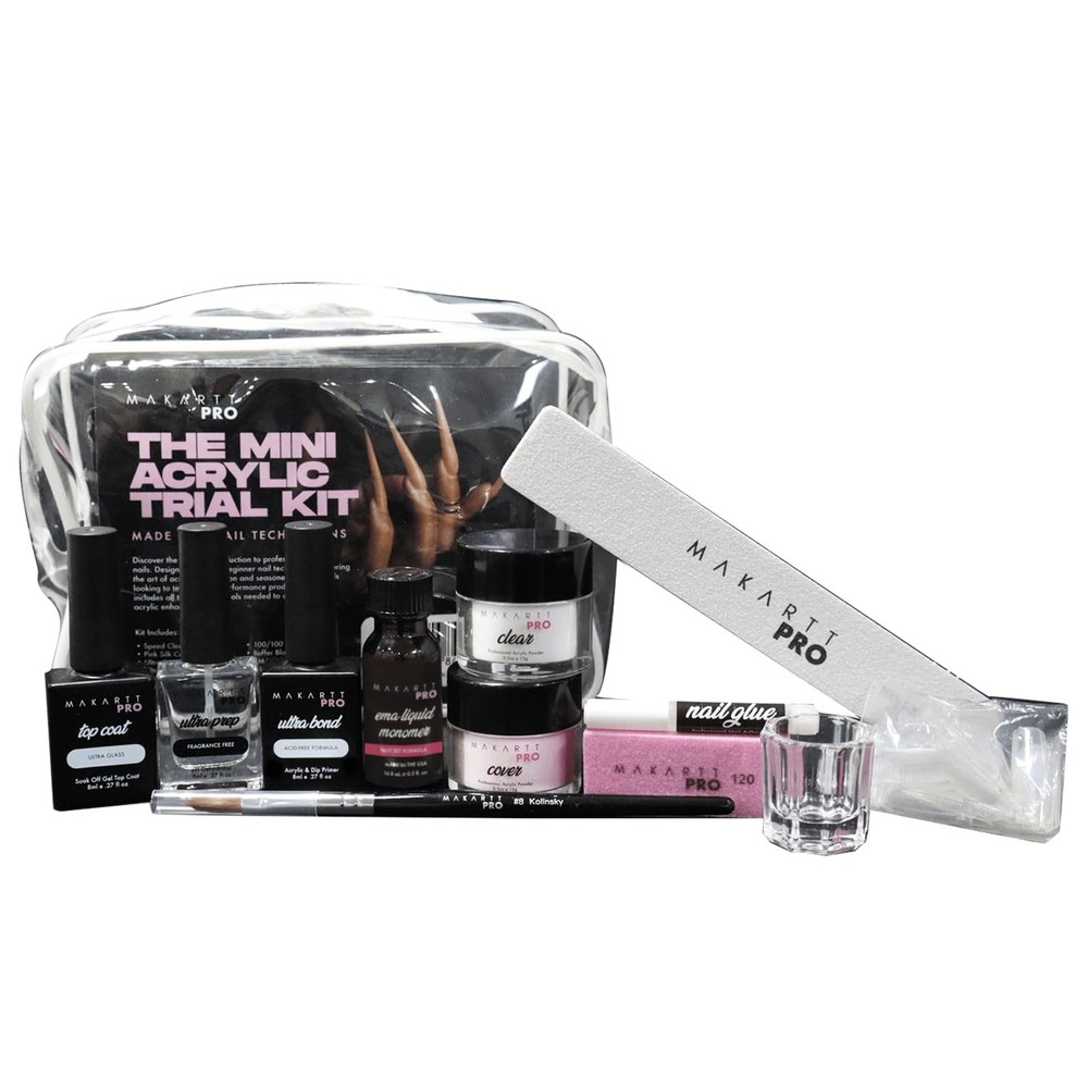 Mini Acrylic Nail Kit for Beginner Nail Technicians 12pcs - Starter Set with ...