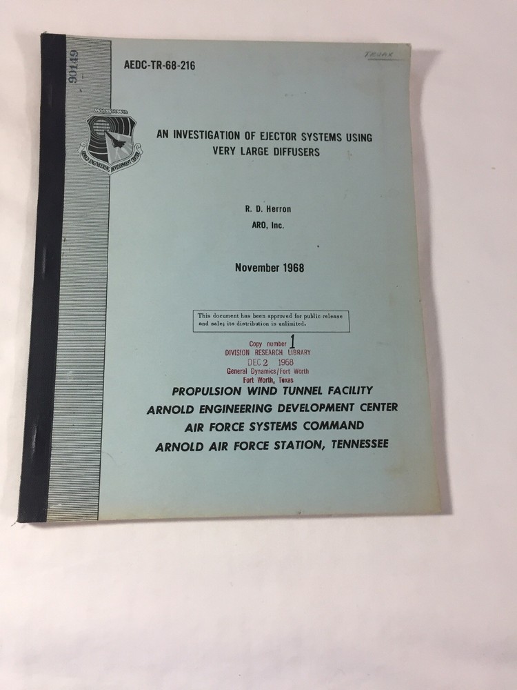 November 1968 ~ Arnold Engineering ~ An Investigation of Ejector System Using