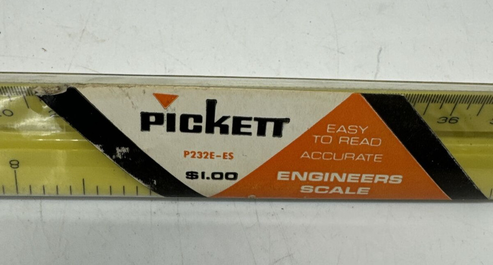 Vintage 12" PICKETT P-232E-ES Triangular Drafting Architects Scale Ruler