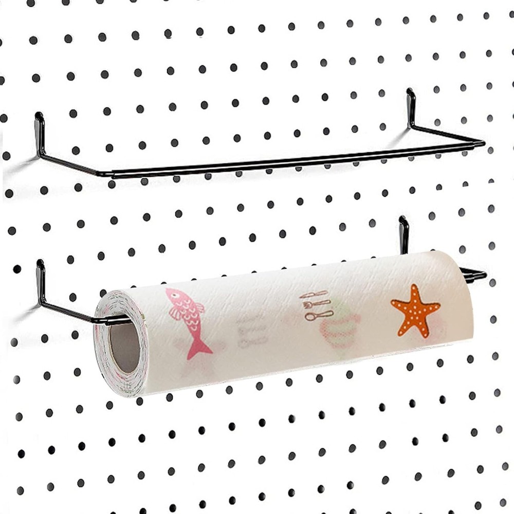 2 Pack Pegboard Paper Towel Holder Extendable Roller Hook for Garage & Workshop