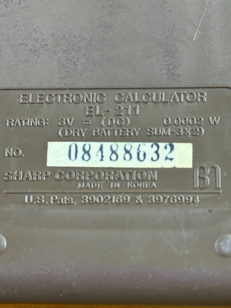 Vintage SHARP Calculator Elsi MATE EL-211 basic pocket handheld